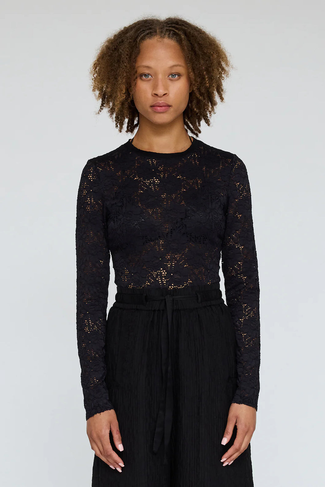 Elise Lace Tee in Black