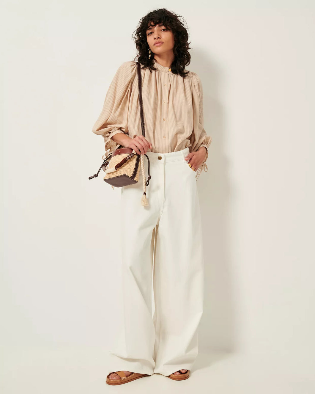 Dali Puff Sleeve Shirt in Chai Latte