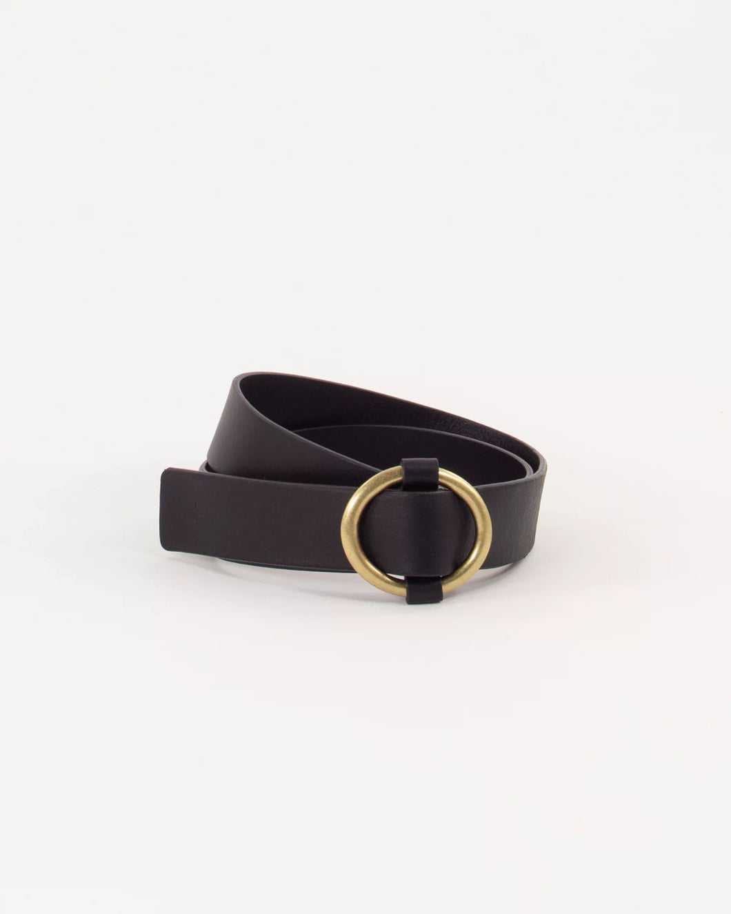 Tisao Belt Round Buckle Golden Black