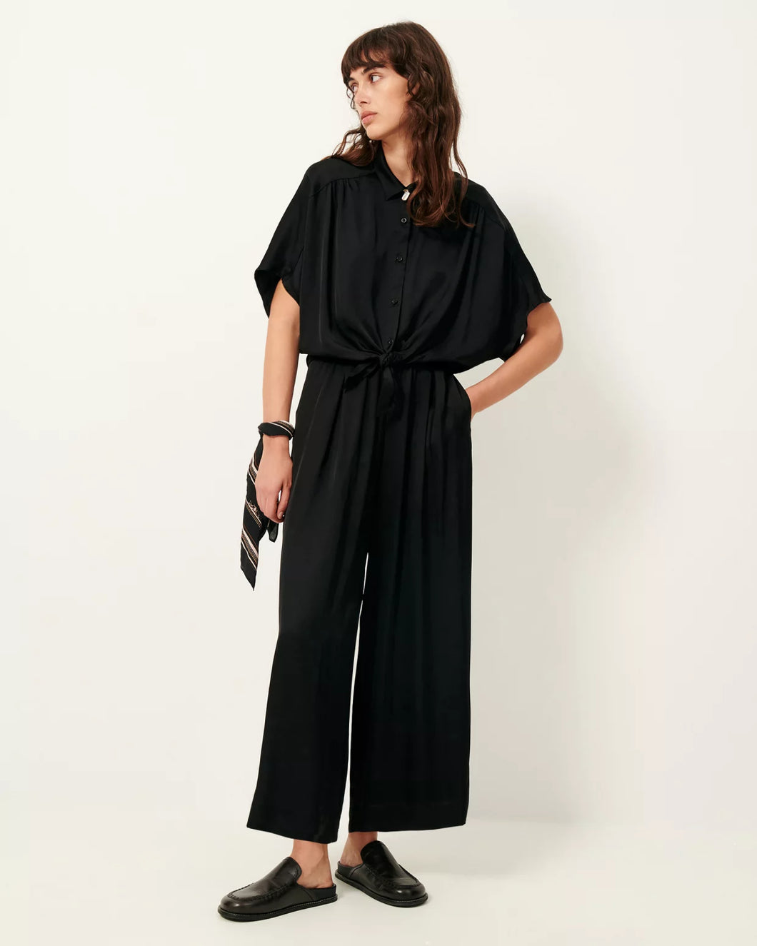 Isla Night Wide Leg Trousers in Black