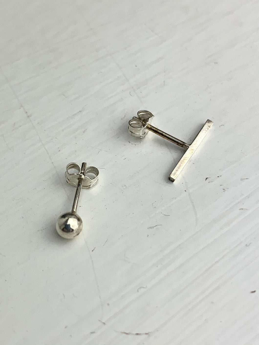 Dot Dash Stud Earrings in Silver